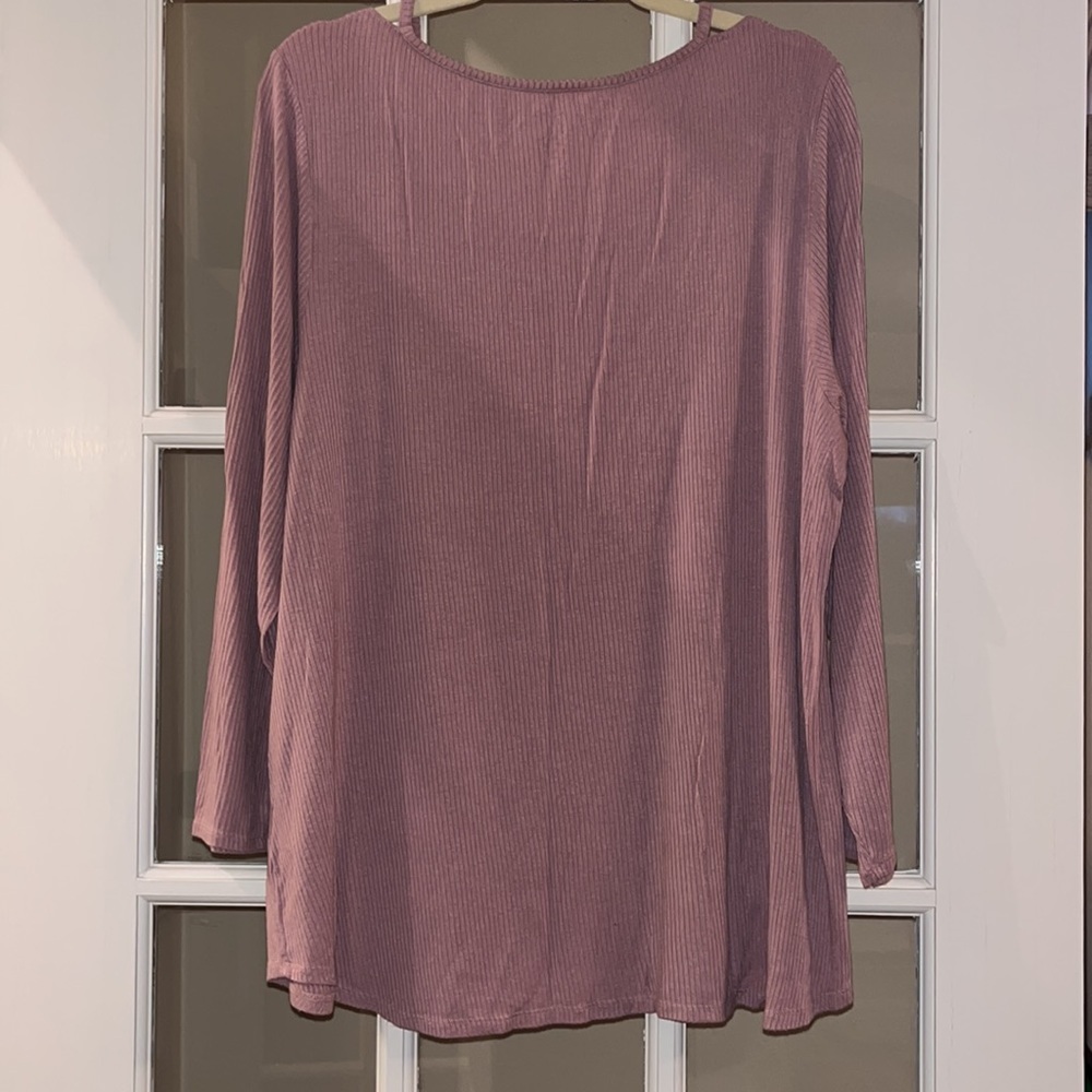 Westport Light Pink Open Shoulder Crew Neck Long Sleeve T-Shirt Sz 2X - Picture 4 of 5